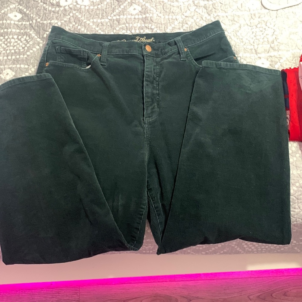 Womens green corduroy mom jeans